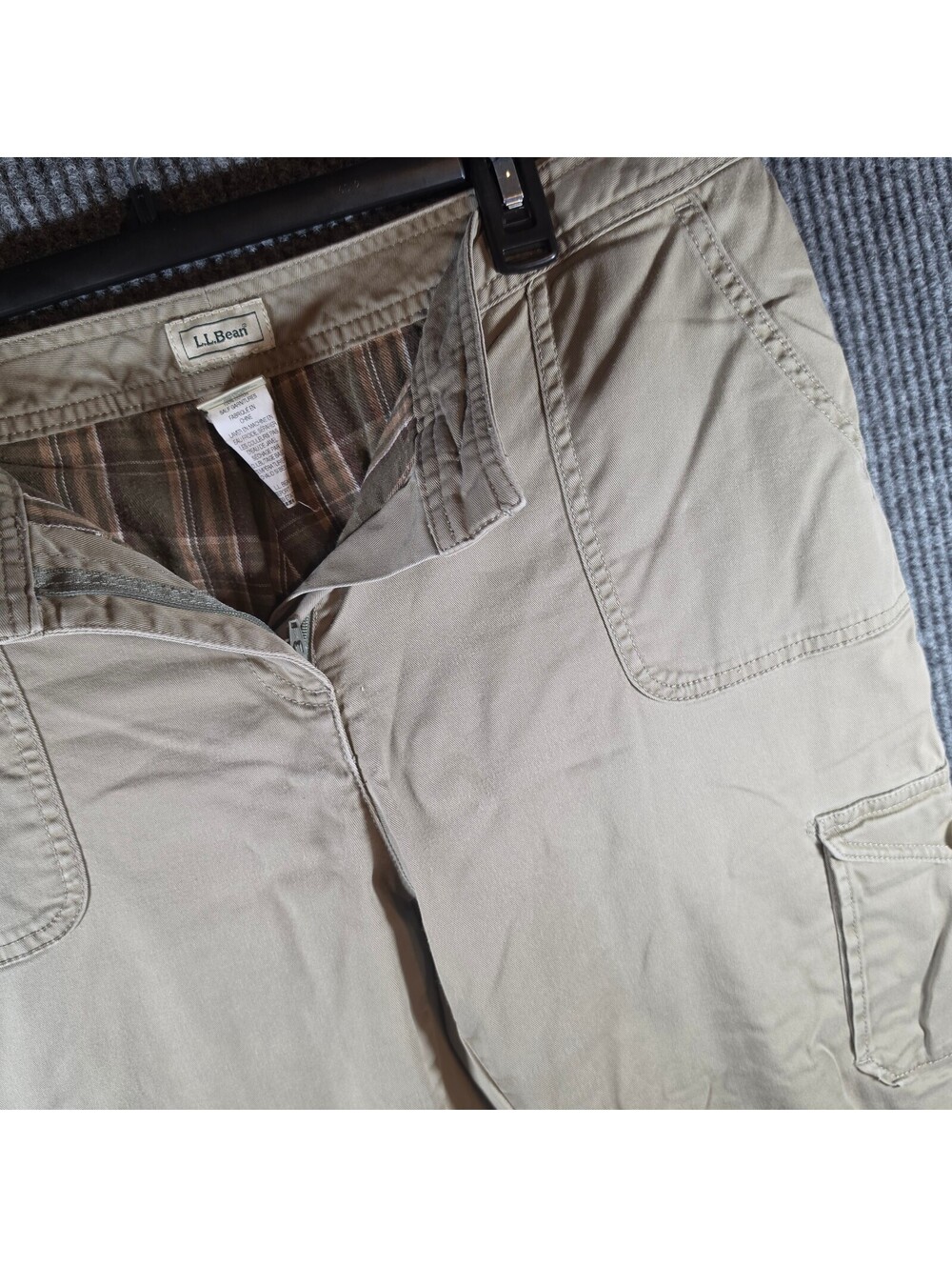 L.L.Bean Women’s 14 Petite Khaki Cargo Pants Stretch Cotton Utility Outdoor